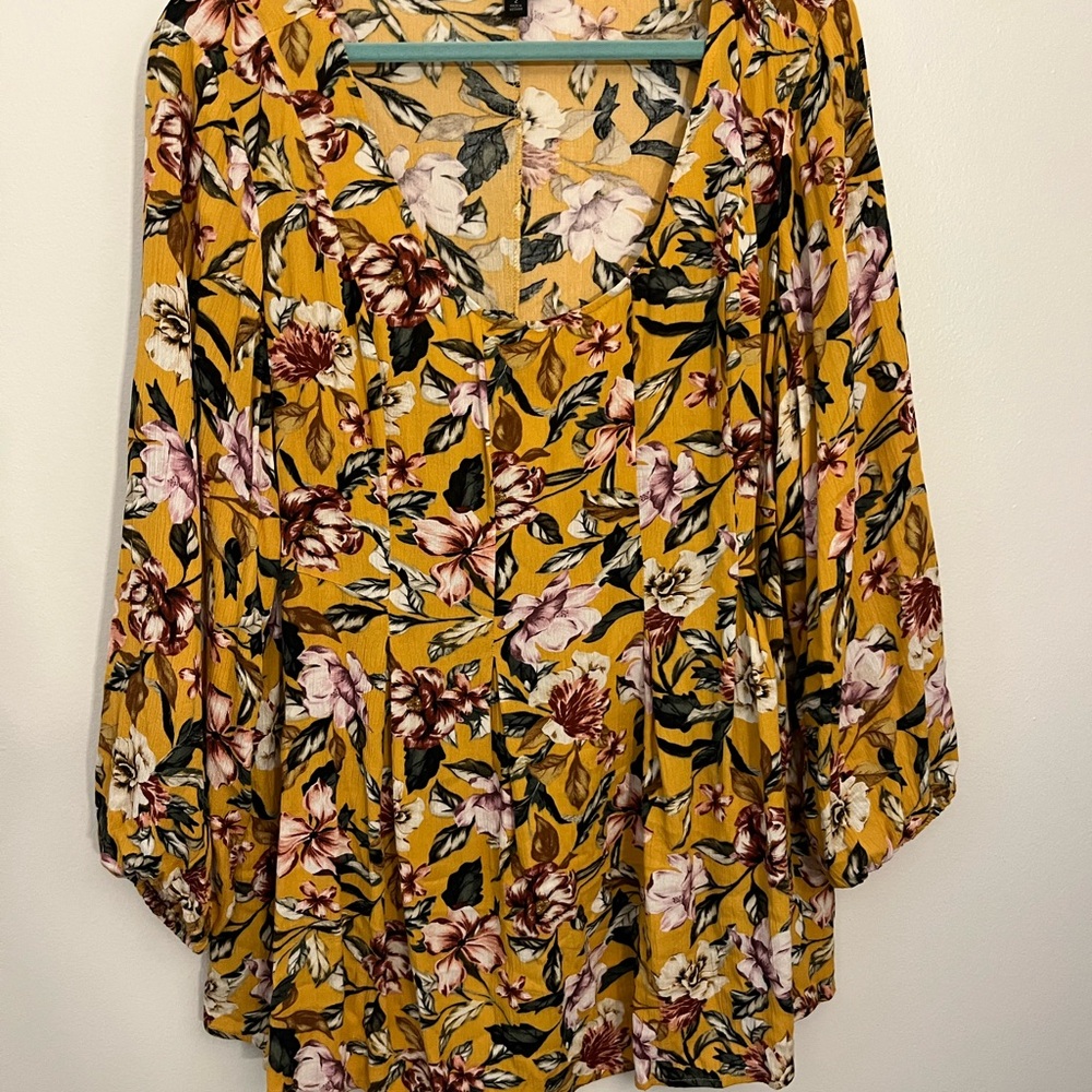Torrid Yellow Floral Blouse